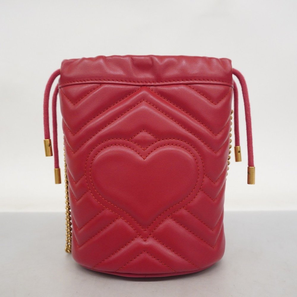 Gucci GG Marmont Shoulder Bag 575163 0416 Leather Red Women's - Picture 9 of 9